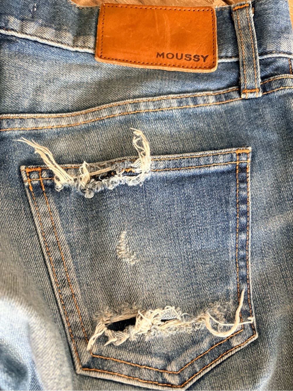 MOUSSY Distressed Japanese Denim Jeans Faded Slim Straight 30 - Picture 6 of 13